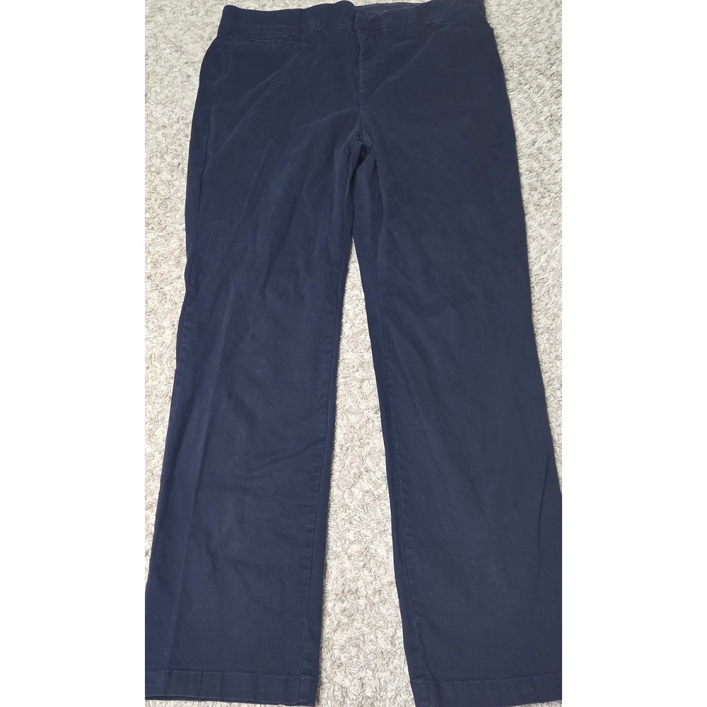 Gloria Vanderbilt Pants Womens 14 Navy Blue Stretch Straight Leg Chino Trouser